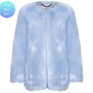 THP Baby Blue Faux Fur Coat